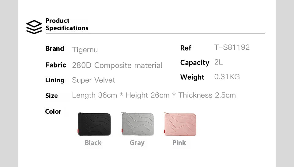 Tigernu Laptop Inner Bags 11/13/14 Inch Computer Bag Protective Cover Front Pocket Can Hold Power Light Laptop Cases Women Bags