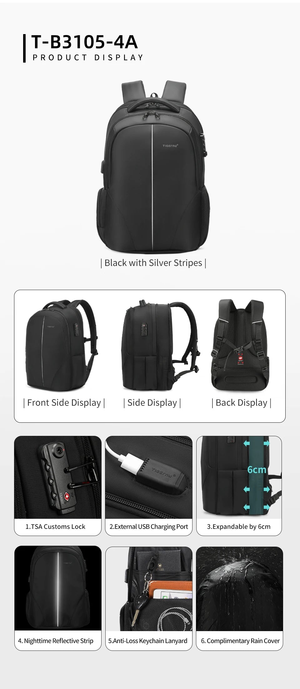 Tigernu Vacuum Compression Backpacks 15.6 17inch Laptop Backpack Men Automatic Vacuum Backpack No Pump Travel Backpack Bags TSA
