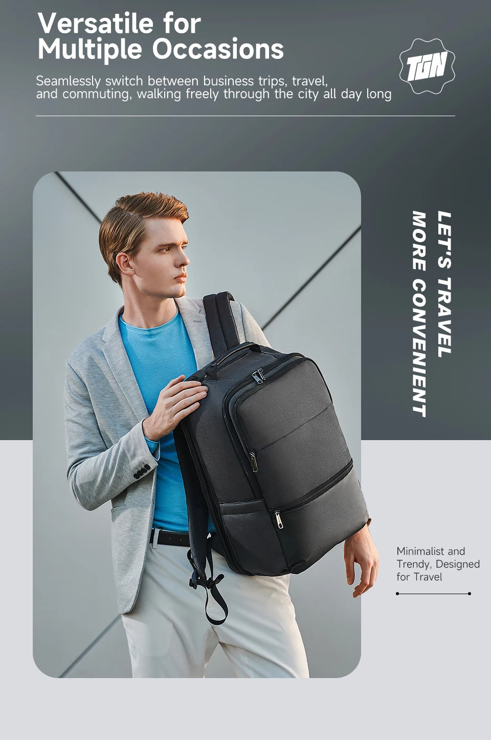 Tigernu Men Expandable Backpack 15.6-19inch Laptop Backpack For Men RFID Anti Theft Bag Travel Bag Schoolbag Cabin Bags Knapsack