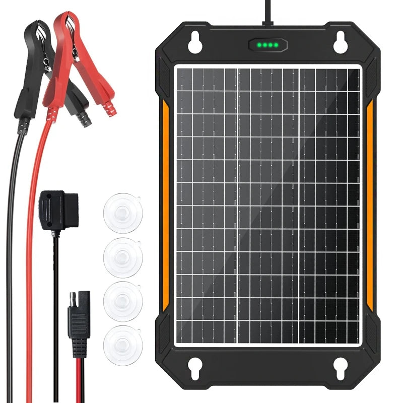 12V-18V Solar Panel Car Battery Trickle Charger with Smart Charging Controller for RV Travel Camping Hiking Power Supply