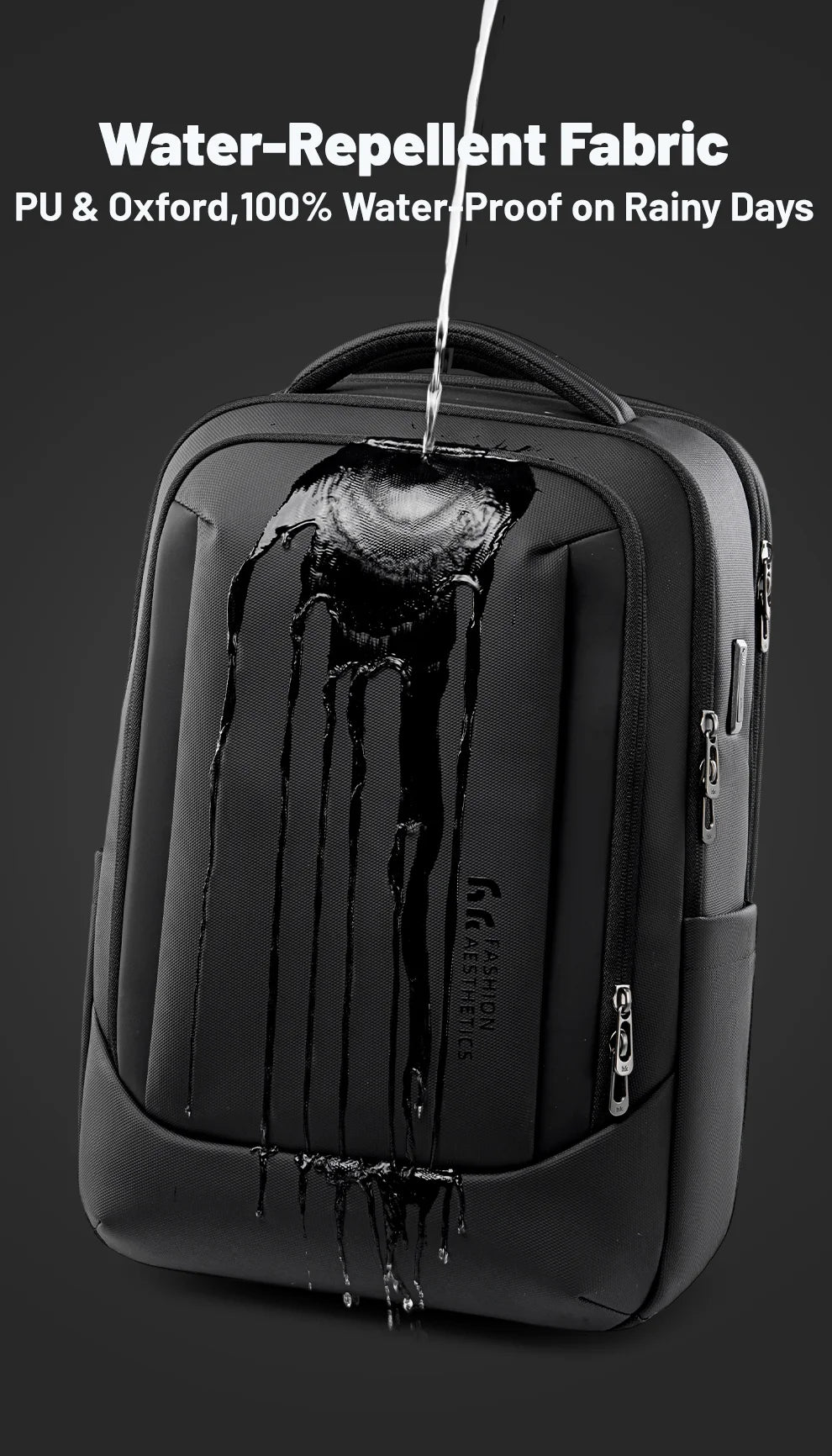 HK Business Backpack with USB Port 17 inch Laptop Bags for Men Waterproof Commute Daypack Large Capacity Travel Office Backpack