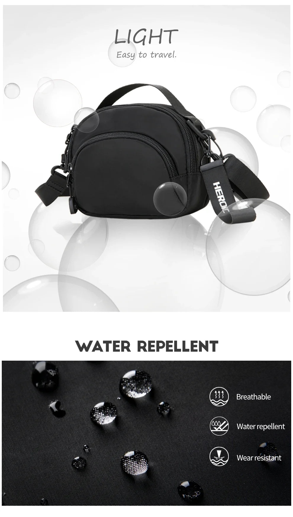 HK Lightweight Crossbody Bags for Men Waterproof Shoulder Chest Bag Casual Daily Messenger Bag Small Phone Pouch Wallet Handbag
