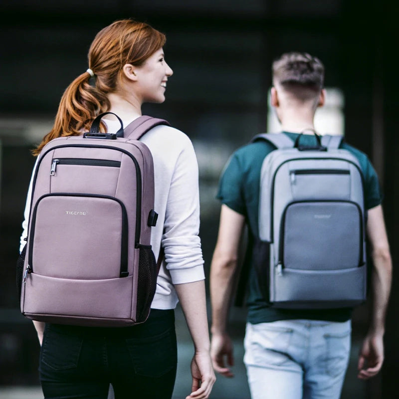 Tigernu 15.6 Laptop Backpack Business Travel Daily Backpack With External USB Port Wear‑Resistant Suspended Zipper Anti‑Theft