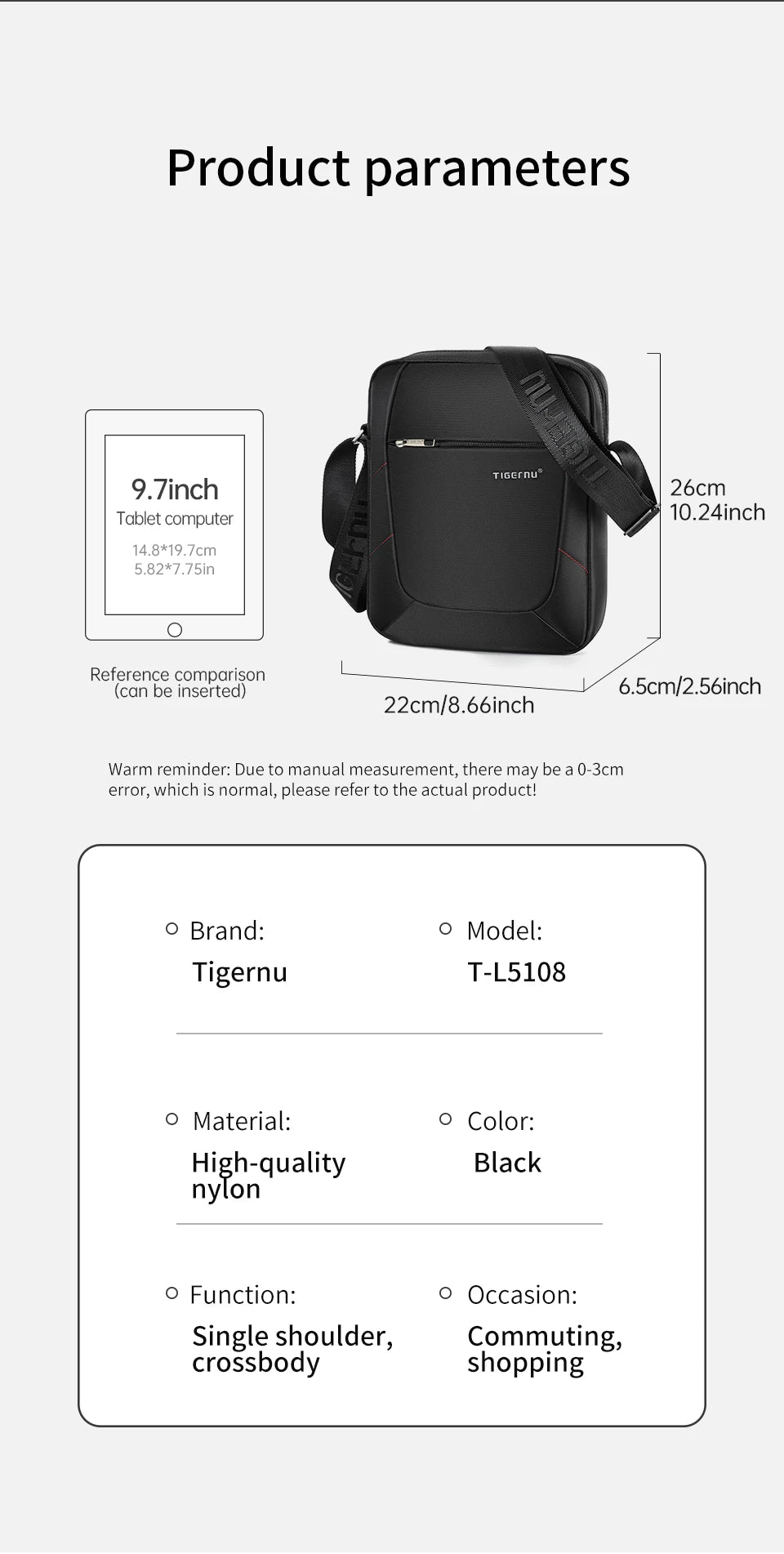 Tigernu Shoulder Bags For Men Business Messenger Bag 10inch Ipad Bags Male Crossbody Bags Handbag Casual Travel Bags Sling Pack