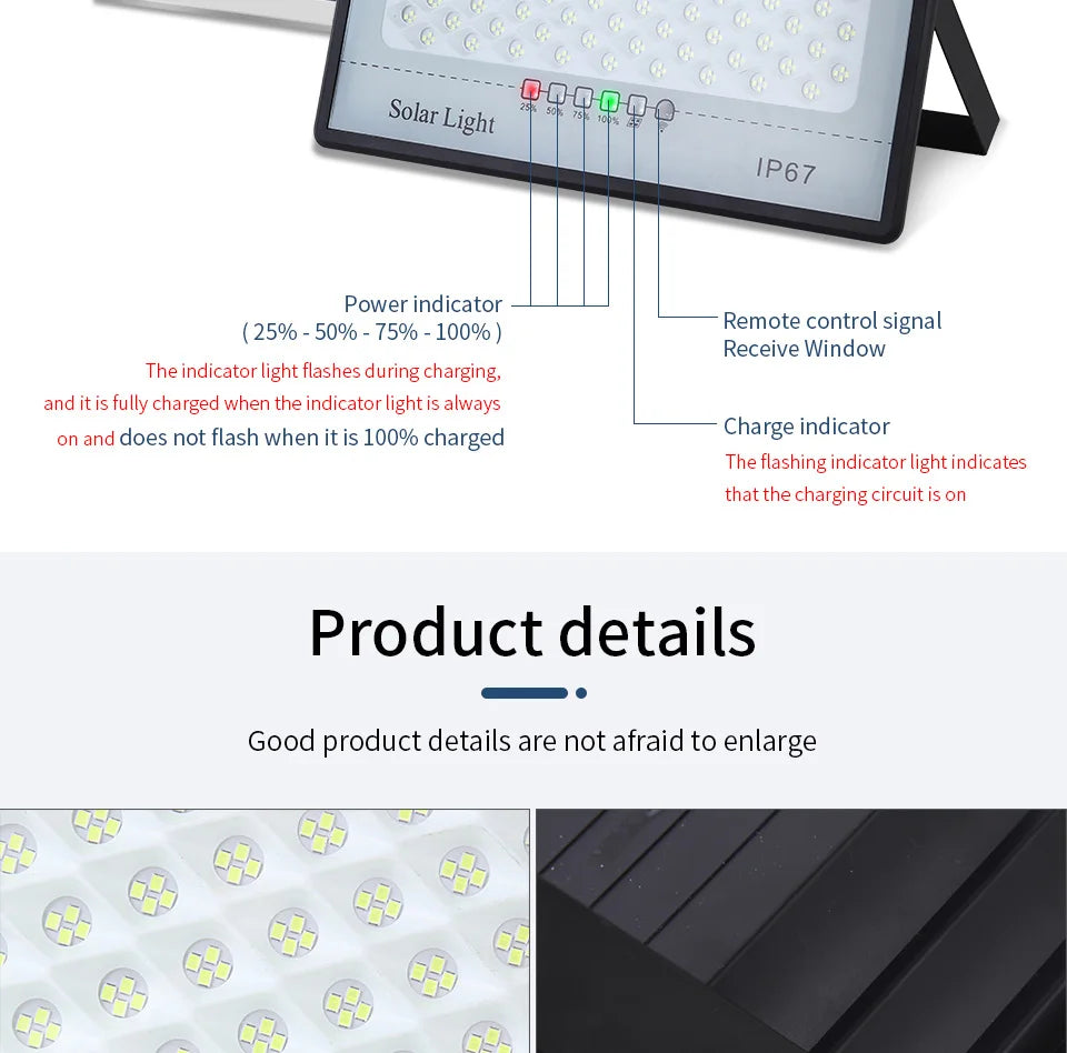 Solar Lamp Outdoor Waterproof Spotlights Solar Lights Remote Control Solar Floodlight Wall Street Garden Lights Sunlight