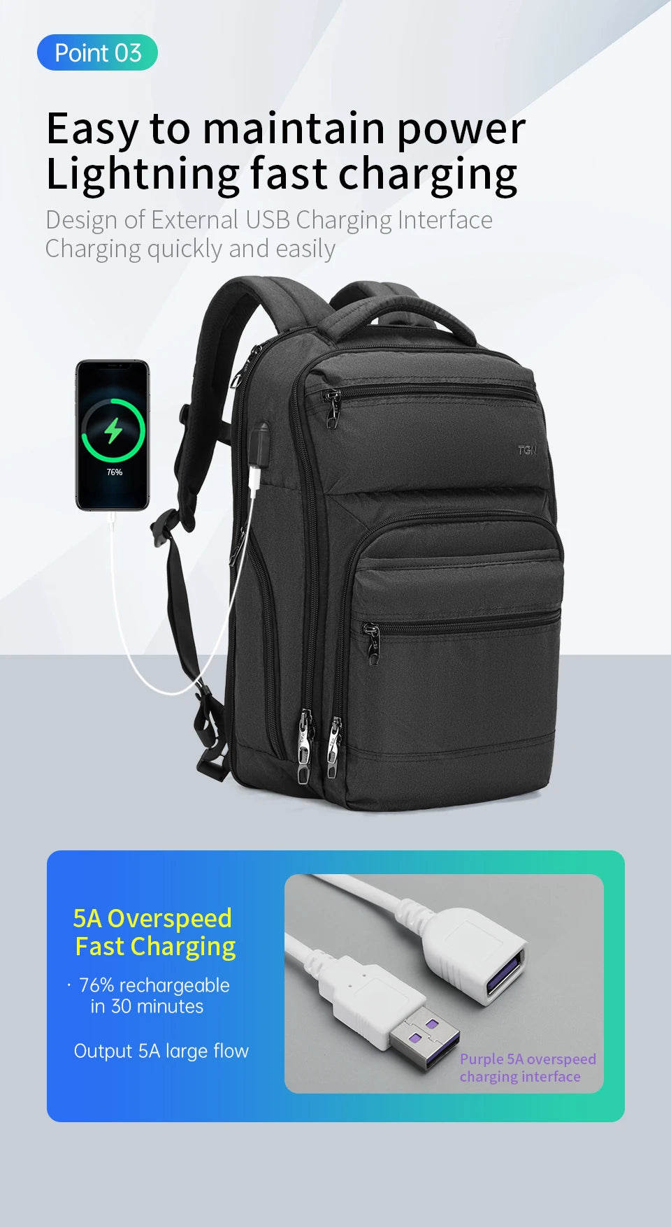 Tigernu Anti Theft Men Backpacks USB Charger Mochila 15.6inch Laptop Backpack Travel Backpacks Casual College Schoolbag Knapsack
