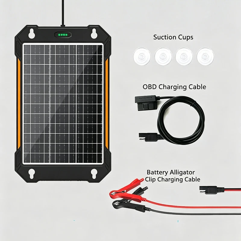 12V-18V Solar Panel Car Battery Trickle Charger with Smart Charging Controller for RV Travel Camping Hiking Power Supply