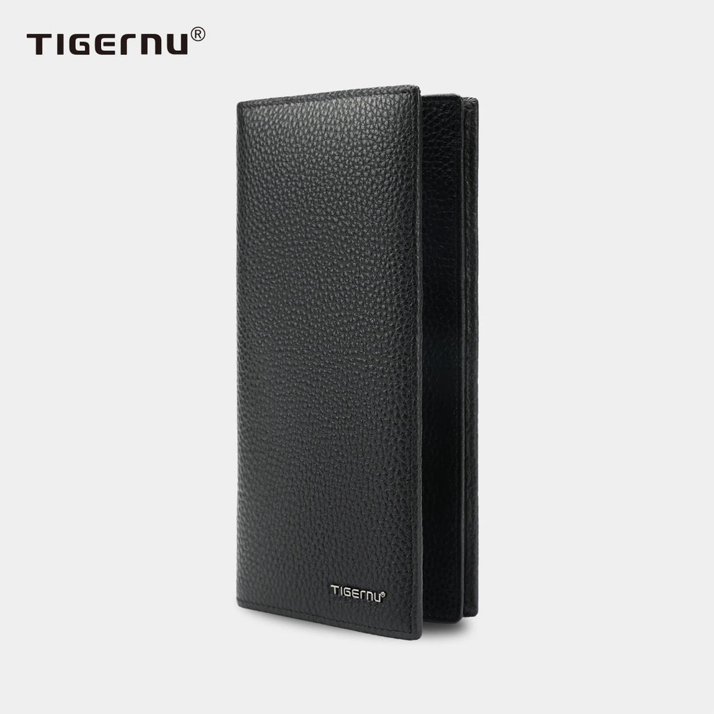 Tigernu Genuine Leather Wallet for Men Long Wallet Men's Wallet Male Slim Leather Purse Card Holder Zipper Pocket gift box