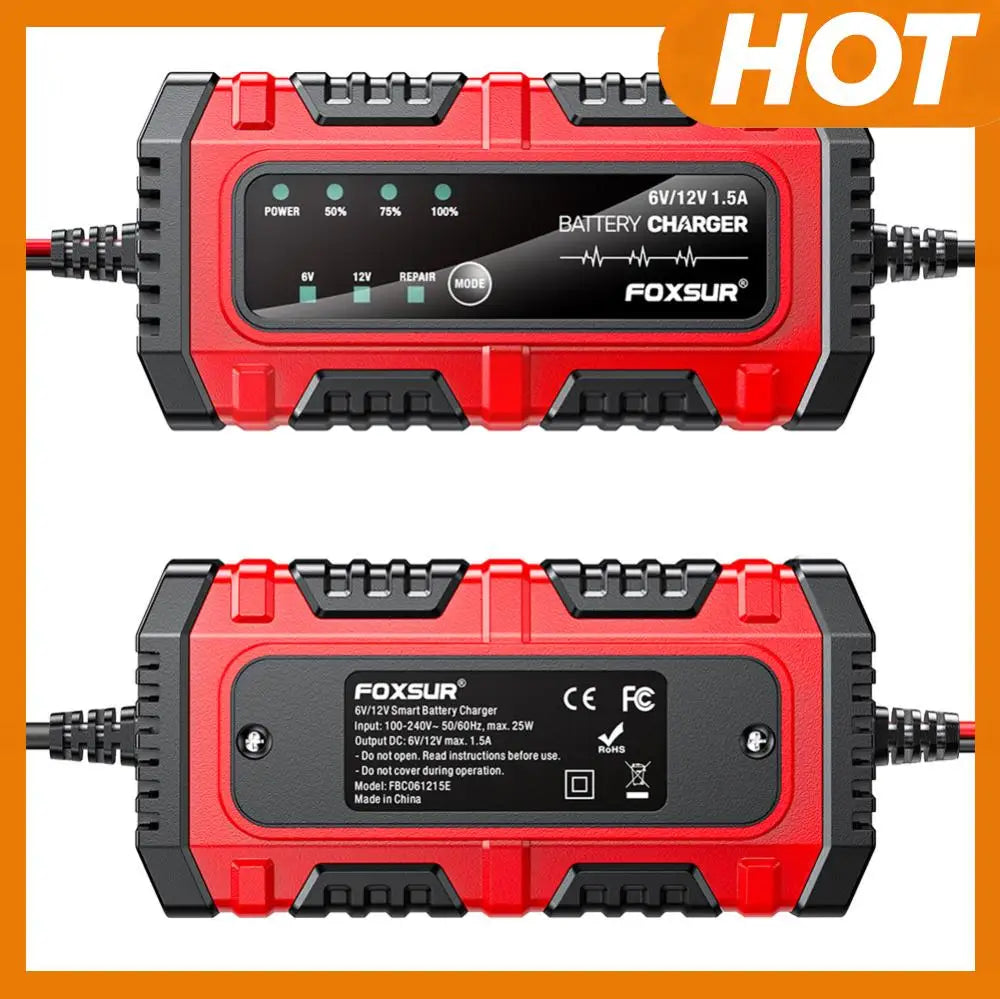 6V 12V 1.5A Smart Car Battery Charger for Lead-Acid AGM GEL Batteries (US)