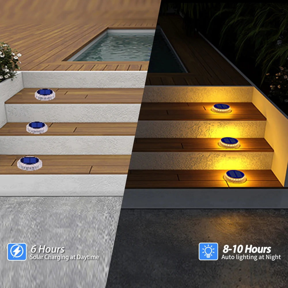 Solar Driveway Lights Solar Dock Lights Blue Solar Deck Lights Outdoor IP68 Waterproof Stick Pathway Outdoor Solar Deck Lights
