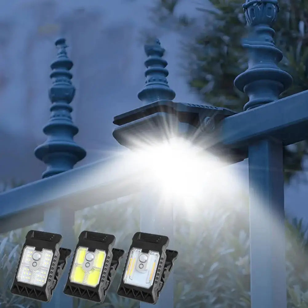 Solar Smart Lighting Outdoor LED Solar Clip Light Portable Waterproof Body Sensor Lamp Courtyard Garden Lamp Patio Home Camping