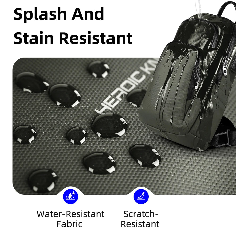 HK Waterproof Men's Shoulder Bag Fit 7.9" iPad Lightweight Crossbody Bag with USB Port Minimalist Phone Pouch for Daily Commute
