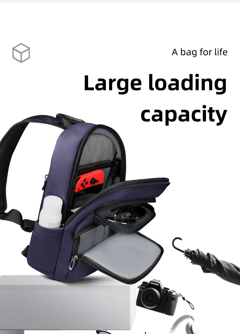 HK Fashion Chest Bags for Men 7.9 inch Crossbody Bag Waterproof Shoulder Bag with USB Charging Short Trip For Male Travel Packs