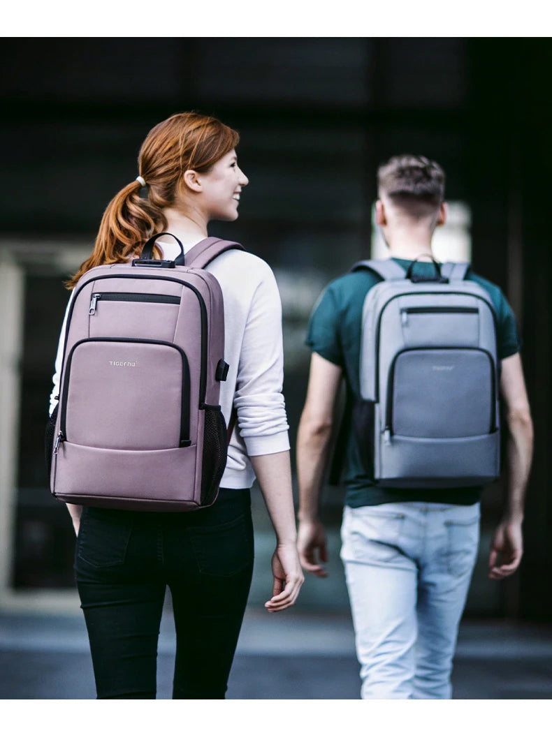 Tigernu 15.6 Laptop Backpack Business Travel Daily Backpack With External USB Port Wear‑Resistant Suspended Zipper Anti‑Theft