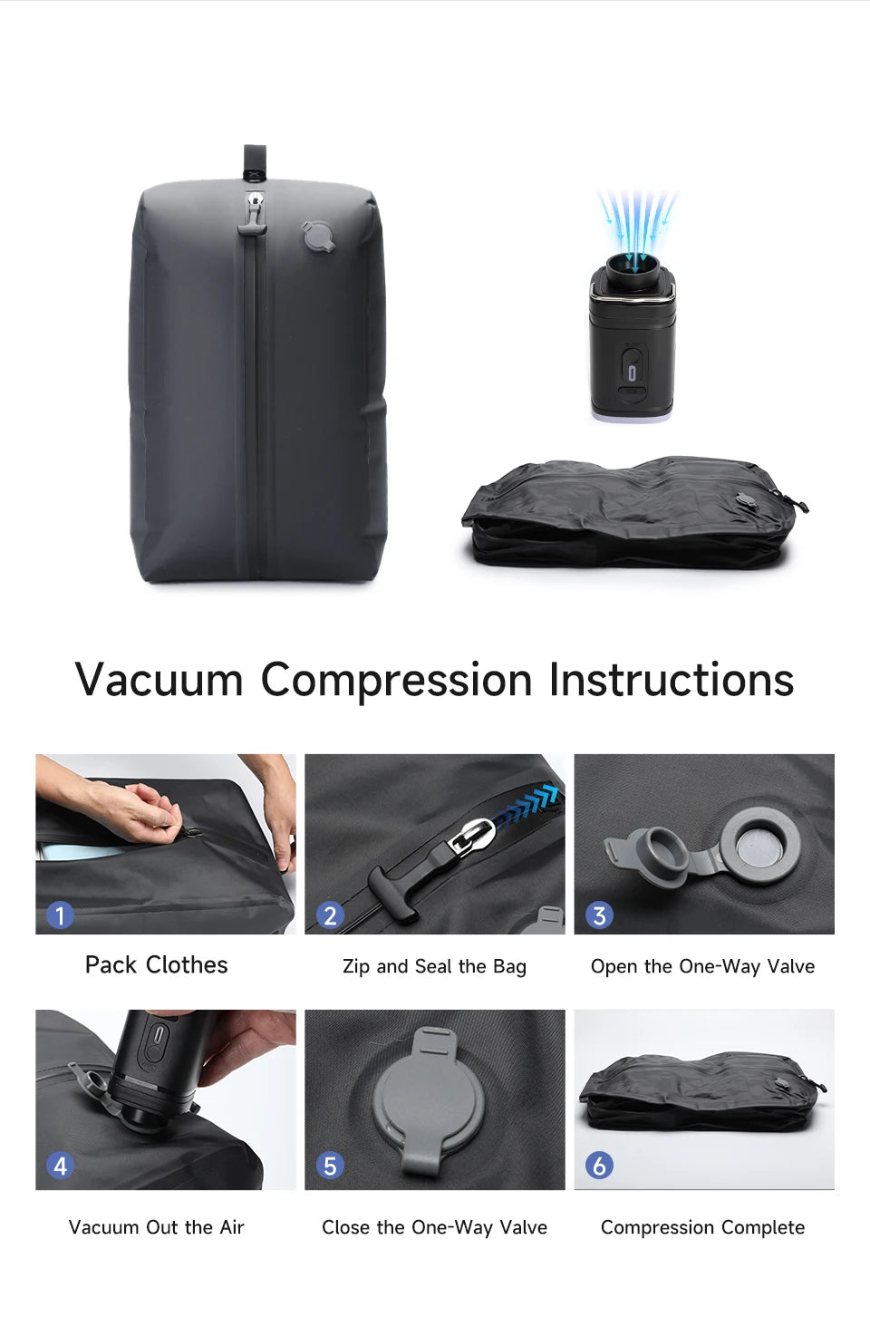 Tigernu Vacuum Compression Bags With Pump Separate Vacuum Pack Travel Portable Bag Waterproof TPU Luggage Packaging Portion Bags