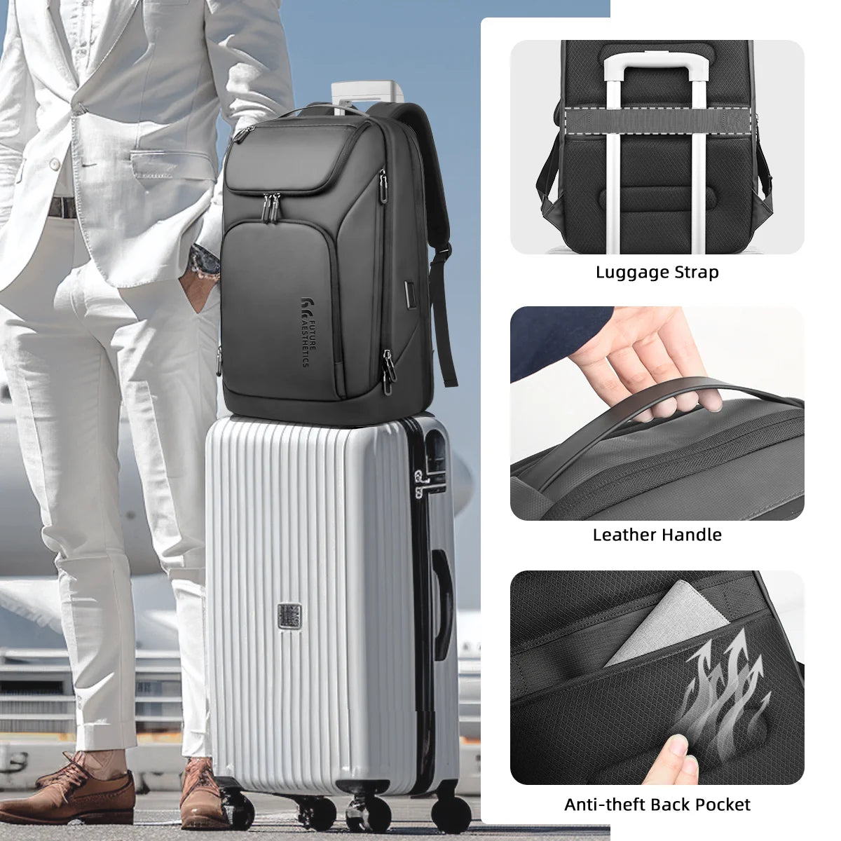 HK Travel Business Backpack for Men Large Capacity 17 Inch Laptop Backpack Multifunctional Anti-Theft Backpack Weekender Daypack