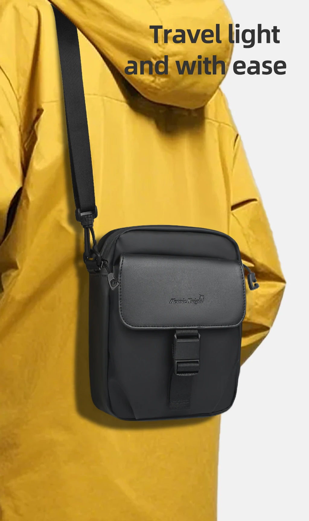 HK Men's Side Shoulder Bag Water-resistent Crossbody Bag For Men Travel Passport Wallet Mini Cell Phone Bag Pouch Sling Packs