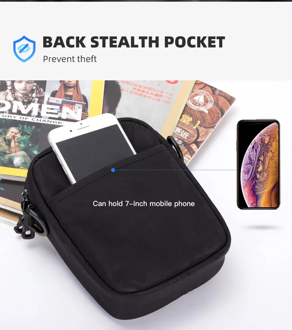 HK Casual Crossbody Bag Men's Shoulder Bag Small Sling Chest Bag Waterproof Wallet Phone Pouch Travel Daily Messenge Bag for Men