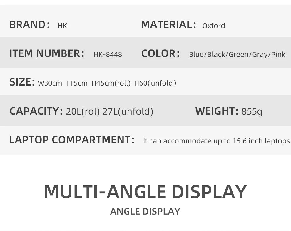HK Large 15.6 Inch Laptop Backpack Men Anti-Theft Travel Backpack for Business University Bicycle School Backpack With USB Port