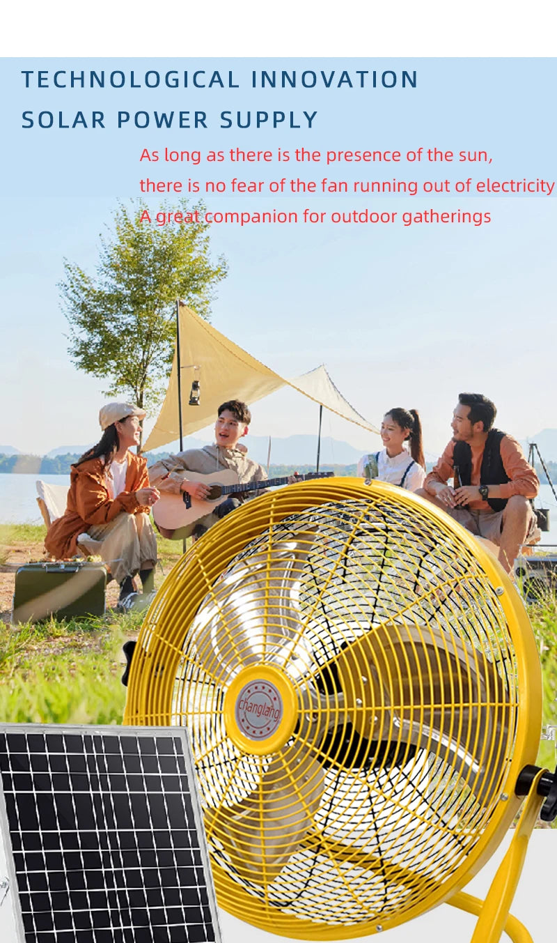 Solar charging fan outdoor fishing camping desktop floor fan mobile portable industrial commercial powerful fan