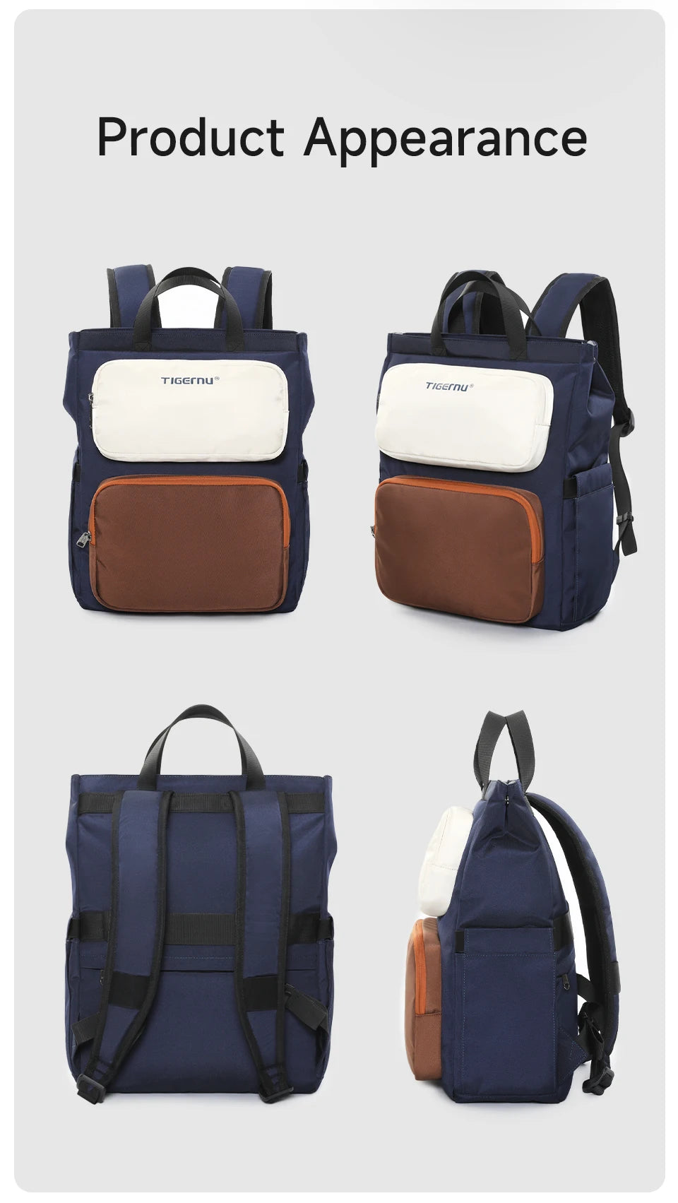 Tigernu Women Backpacks Fashion School Backpack Girls Bags 15.6'' Laptop Backpack For Women Bags Outdoor Knapsack Female Handbag
