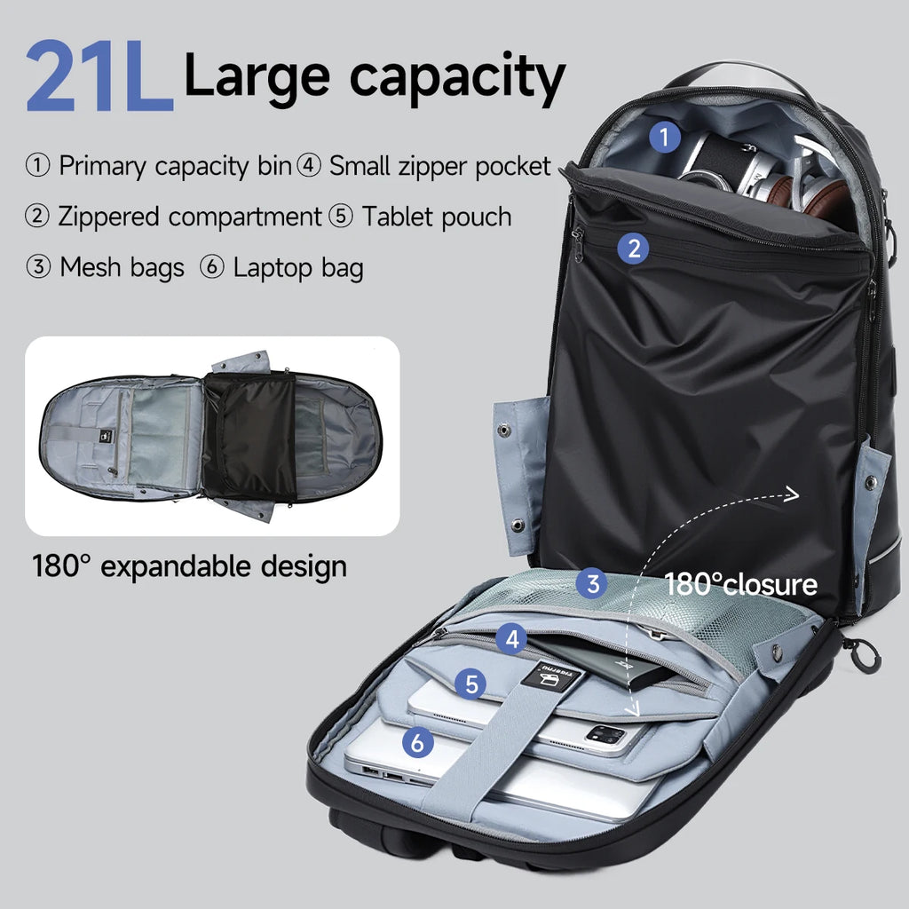 Tigernu Fashion Backpack Men Travel Backpack With Shoes Pocket 180° Opening Bags Male School Backpack Laptop Backpacks Schoolbag