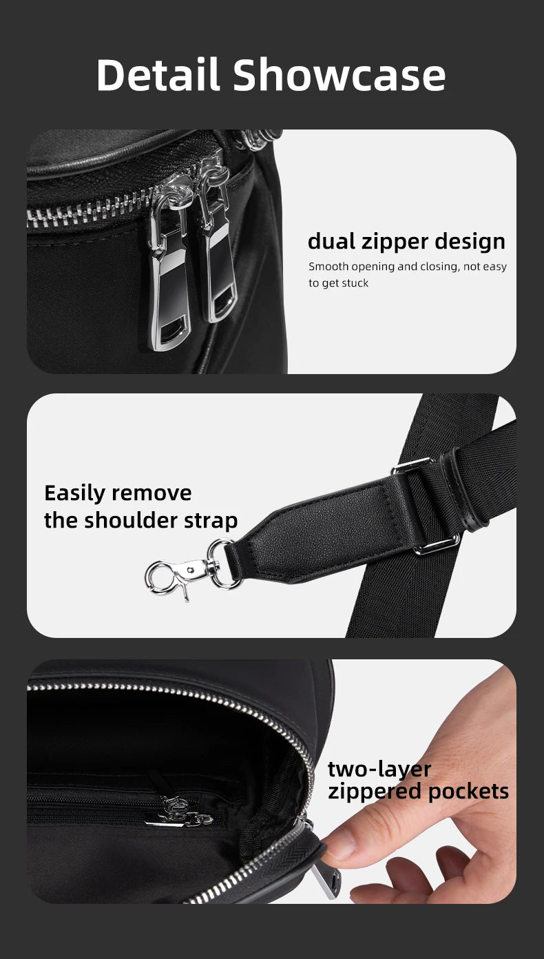 HK Casual Men's Shoulder Bag Waterproof Crossbody Bag Oxford Lightweight Messenger Bag Travel Hiking Cycling Chest Pack Satchel