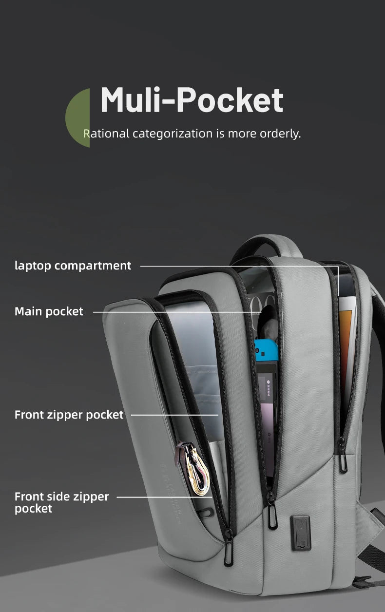 HK Large Commute Backpack Durable Casual Daypack Business Backpack Men Male Waterproof 15.6 Inch Laptop Bag Daily College Travel