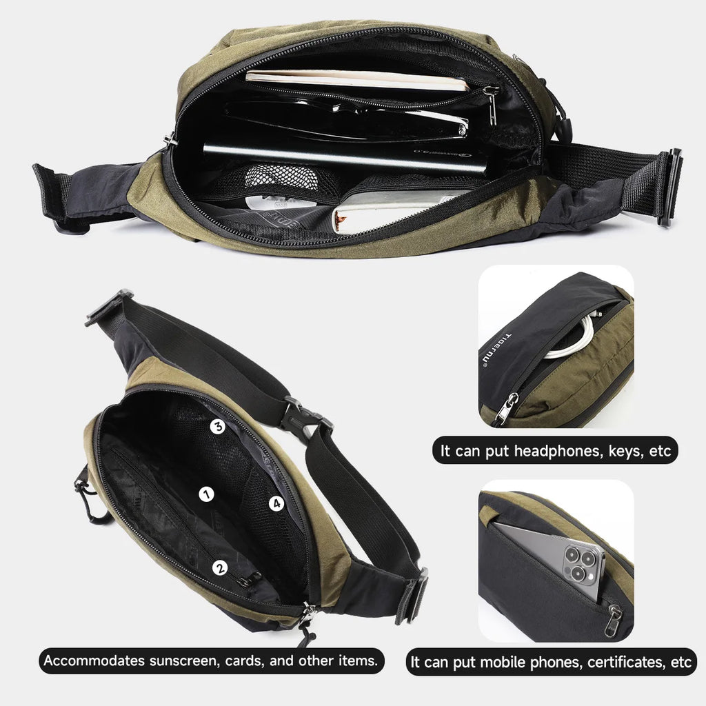 Tigernu Waist Pack Fanny Packs For Men Chest Bags Man Belt Pouch Casual Hip Sack Light Weight Shoulder Bag For Men Crossbody Bag