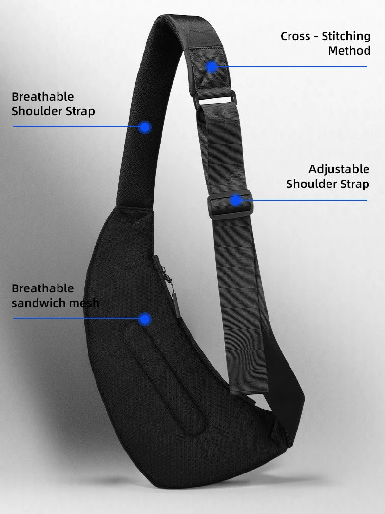 HK Waterproof Men's Shoulder Bag X-Pac Fabric Crossbody Chest Bag Phone Pouch Outdoor Travel Sling Pack Hiking Cycling Side Bags