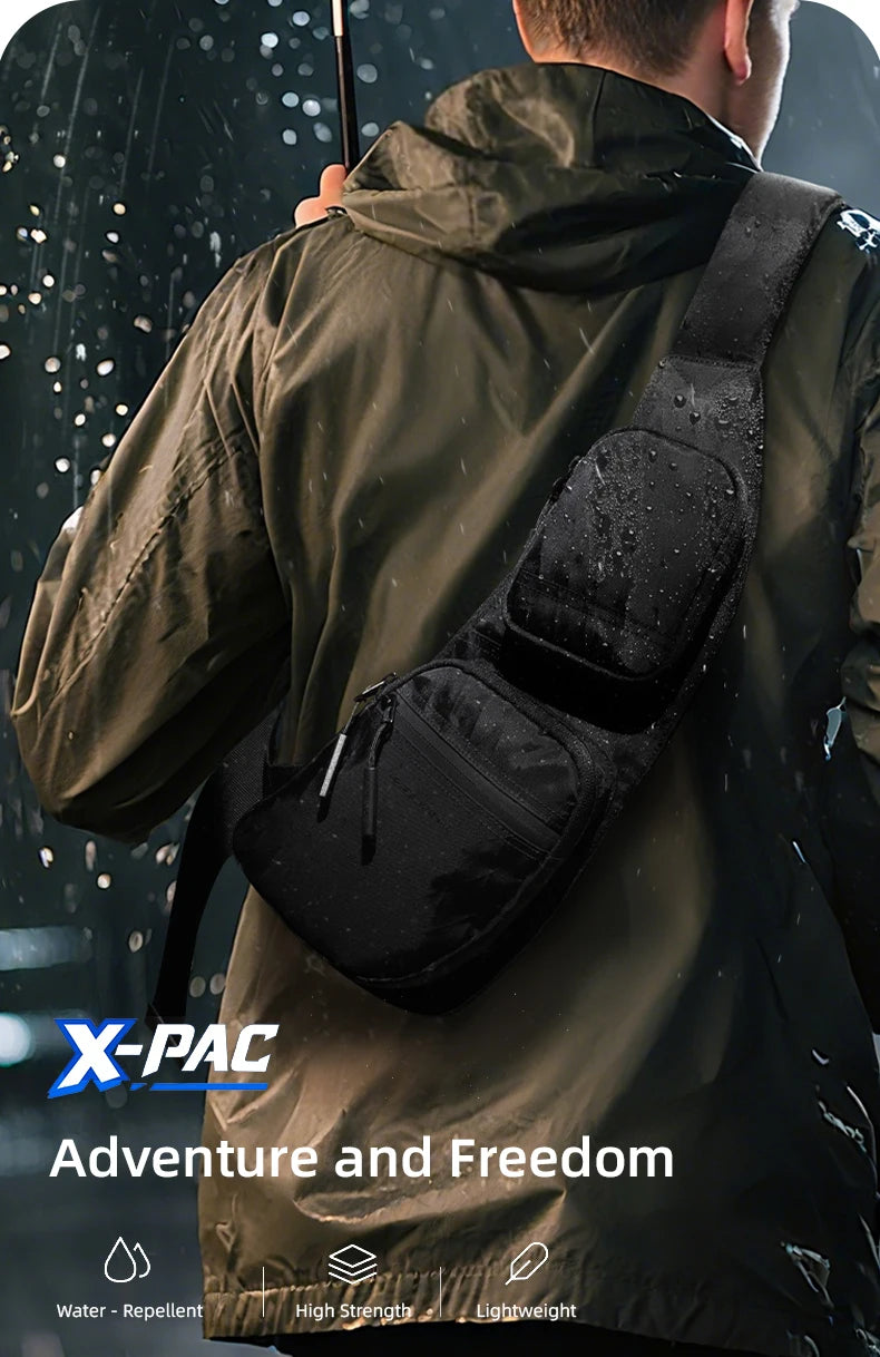 HK Waterproof Men's Shoulder Bag X-Pac Fabric Crossbody Chest Bag Phone Pouch Outdoor Travel Sling Pack Hiking Cycling Side Bags