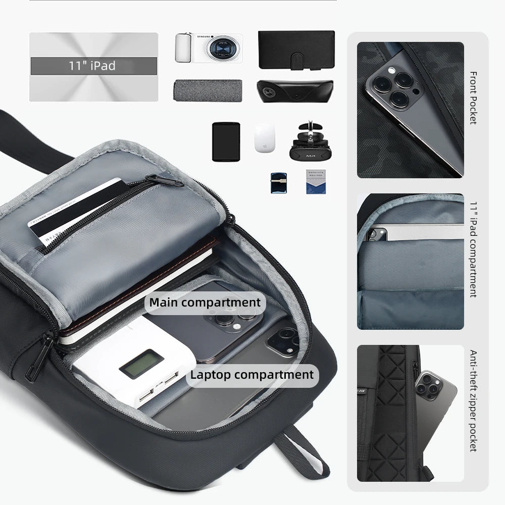 HK Lightweight Shoulder Bag USB Charging Camouflage Crossbody Bag for Men Casual Outdoor Running Sling Bags With Earphone Jack