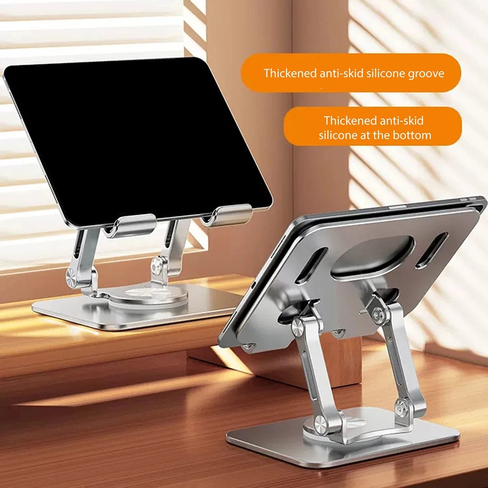 Foldable Mobile Phone Holder 360 Degree Rotating Hollowed Tablet Riser Anti Slip Tablet Holder Height Adjustable for 4.7-12 Inch