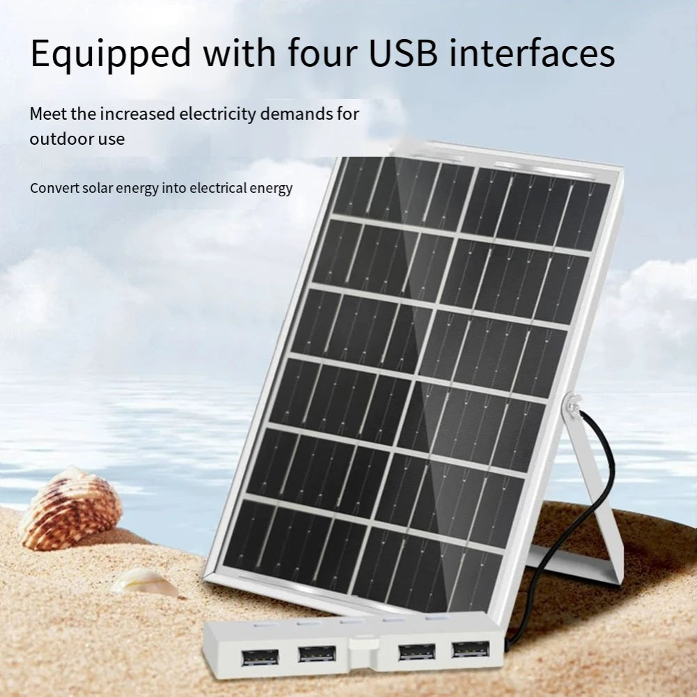 4 USB Ports Charger 4 USB Ports Solar Battery Charger Compact Form Factor Efficient Energy Conversion Fast Solar Absorption