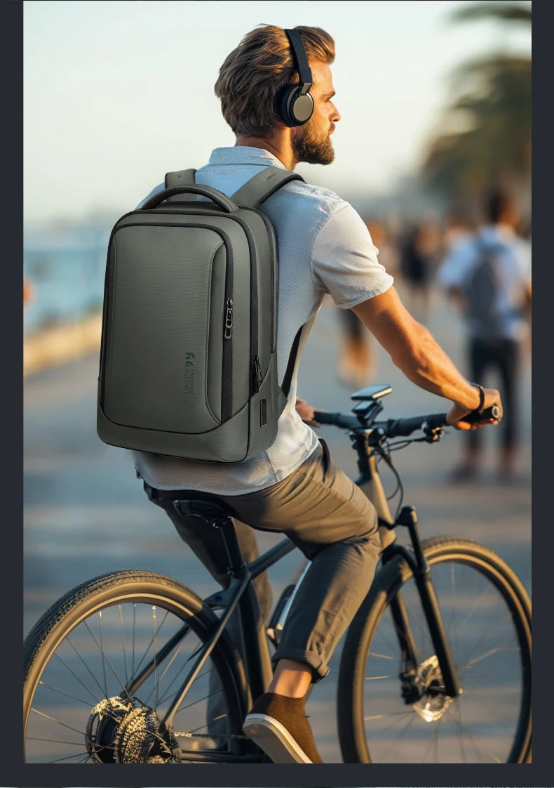 HK Casual Travel Backpack for Men 15.6 inch Laptop Backpack with USB Charging Port Waterproof Daypack Computer Bag for Business