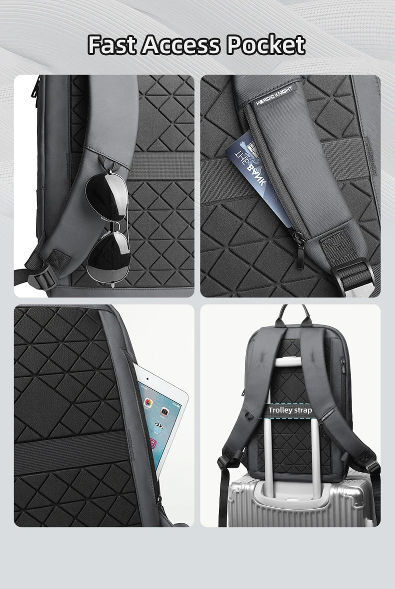 HK Lightweight Business Backpack Men Waterproof 15.6 inch Laptop Backpack with USB Port Anti-theft College Computer Bag for Work