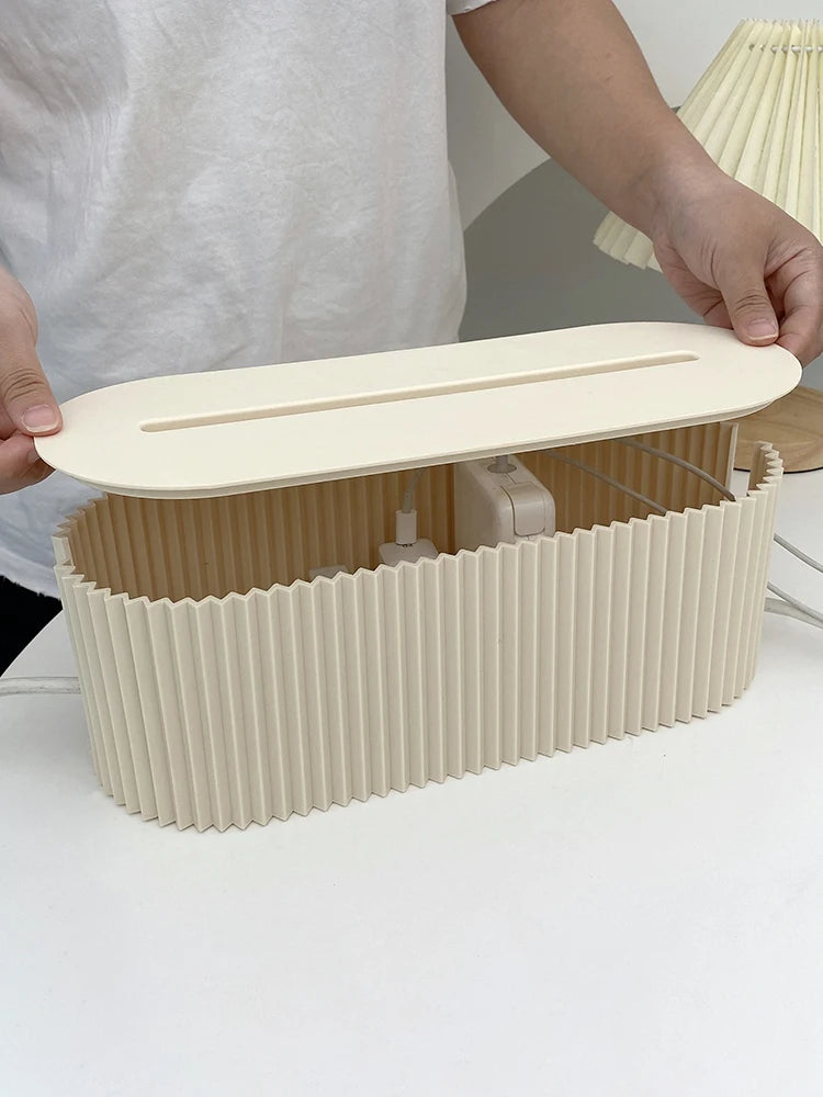 Household Socket Board Organizer Box with Lid for Home Office Desk - Multifunctional Cord Hider To Hide Wires, Cables, Sockets