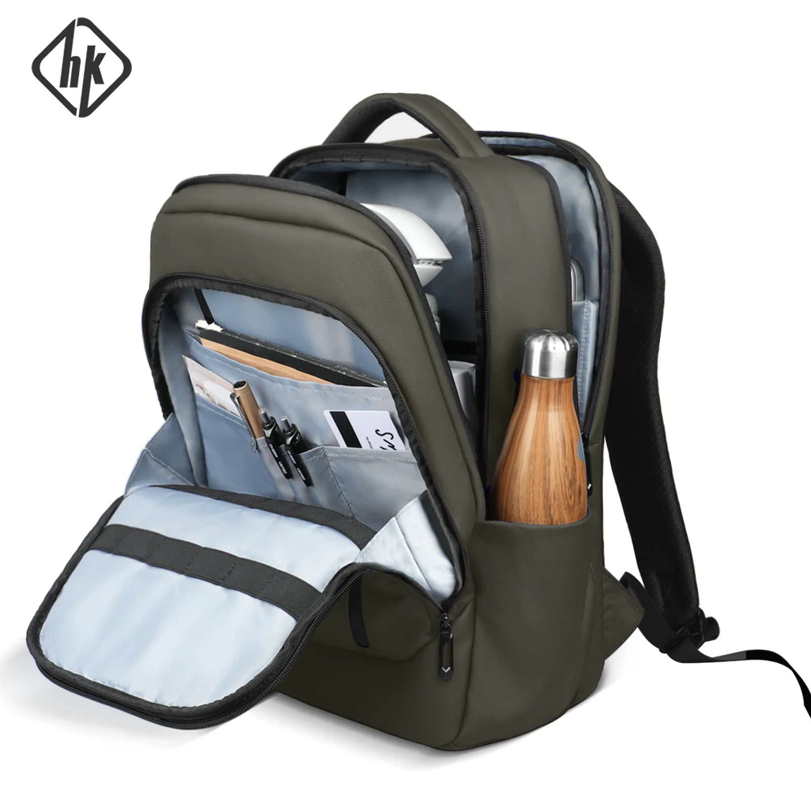 HK Smart Business Backpack Male Waterproof Travel Carry on Backpack Large Capacity 17 inch Laptop Backpack for Men Daily Daypack