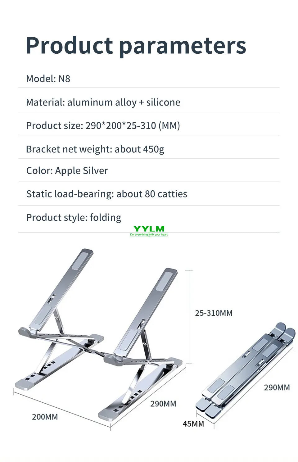 Adjustable Laptop Stand Tablet Bracket Aluminum Alloy Support For MacBook Air Pro Dell XPS HP ASUS Bracket Laptop Tablet Stand