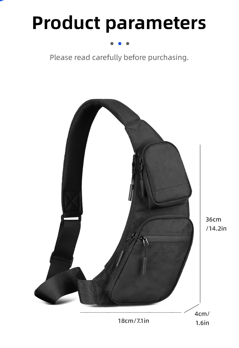 HK Waterproof Men's Shoulder Bag X-Pac Fabric Crossbody Chest Bag Phone Pouch Outdoor Travel Sling Pack Hiking Cycling Side Bags