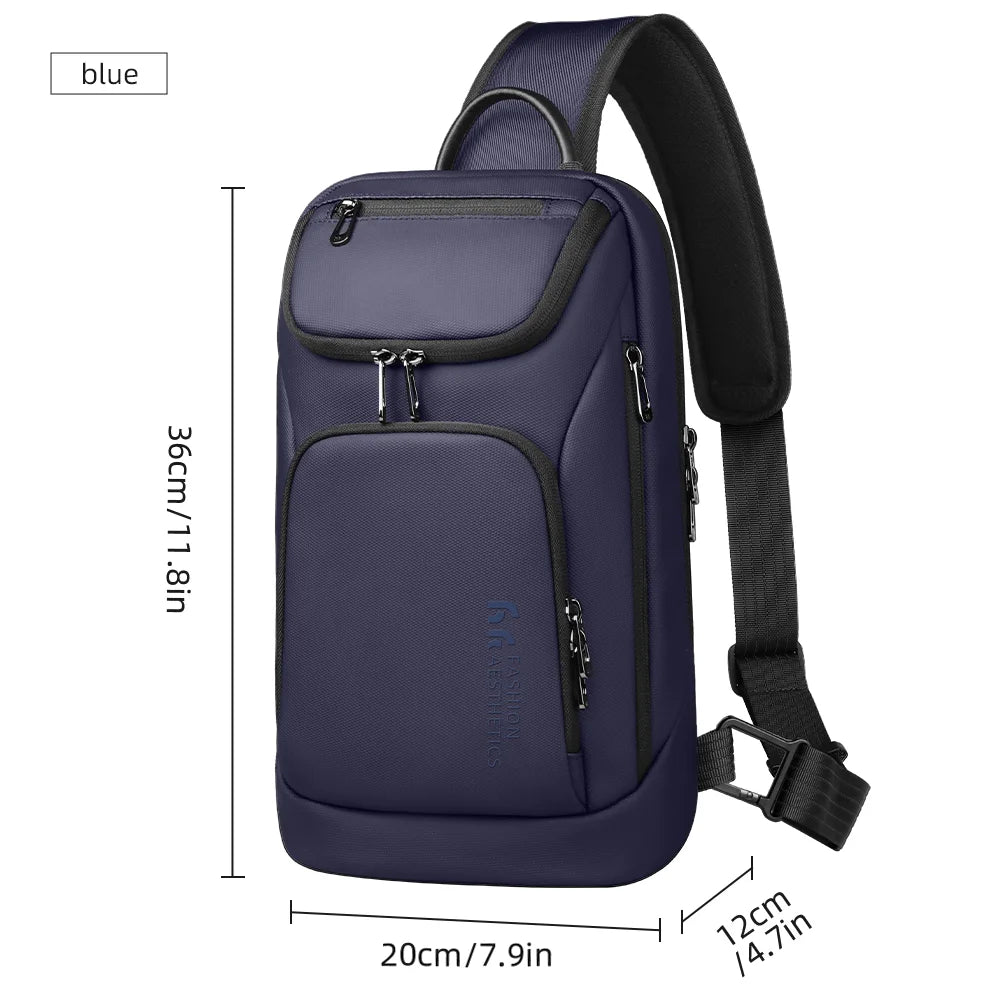 HK Fashion Crossbody Bags for Men Oxford Lightweight Chest Bag Fit 11 inch iPad Waterproof Messenger Sling Pack Leisure Satchel