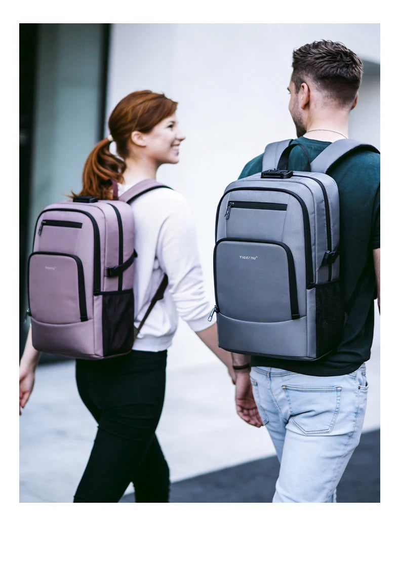 Tigernu 15.6 Laptop Backpack Business Travel Daily Backpack With External USB Port Wear‑Resistant Suspended Zipper Anti‑Theft