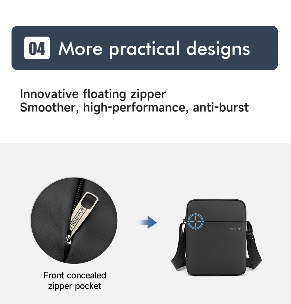 Tigernu Men Messenger Bags Waterproof Shoulder Bags For Men 9.7 11inch IPad Bag Male Business Bags Crossbody Bag Slingbag Mini