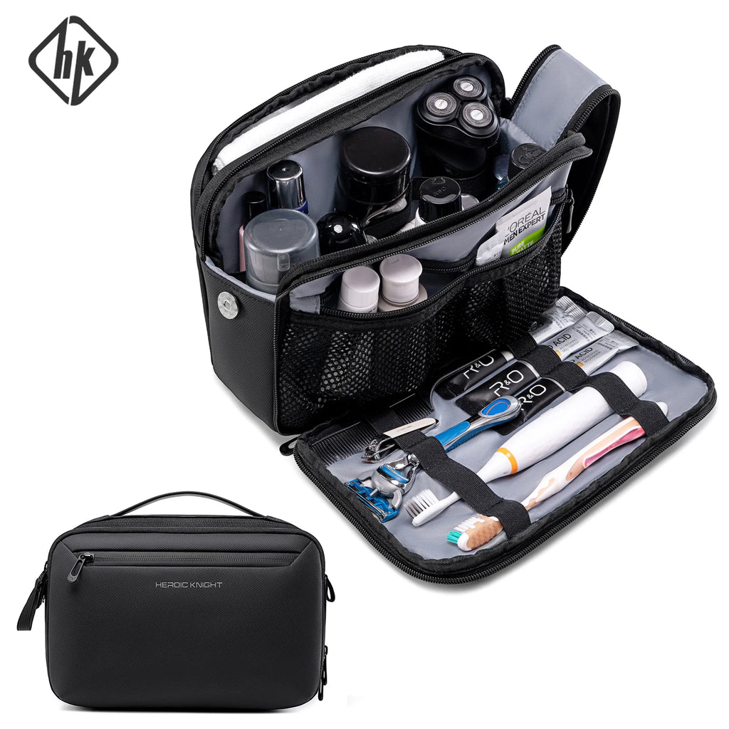 HK Toiletry Bag for Men Portable Pouch Travel Organizer Bag Dopp-kit Waterproof Shaving Pack Makeup Cosmetic Bag Storag Bath Bag