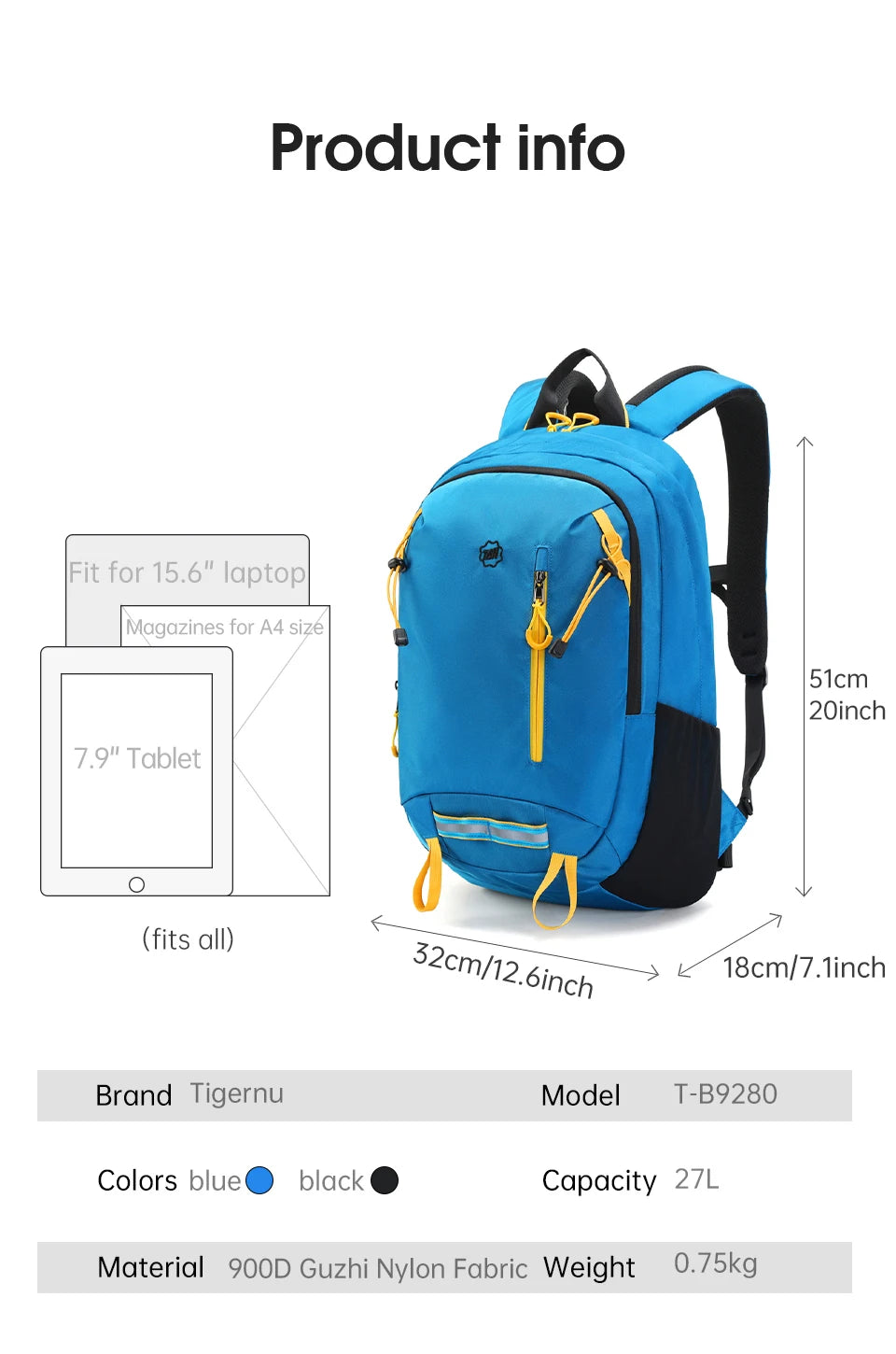 Tigernu Sport Backpacks For Men 15.6inch Laptop Backpack Casual Backpack Men Travel Bag Outdoor Backpack Waterproof Bag Knapsack