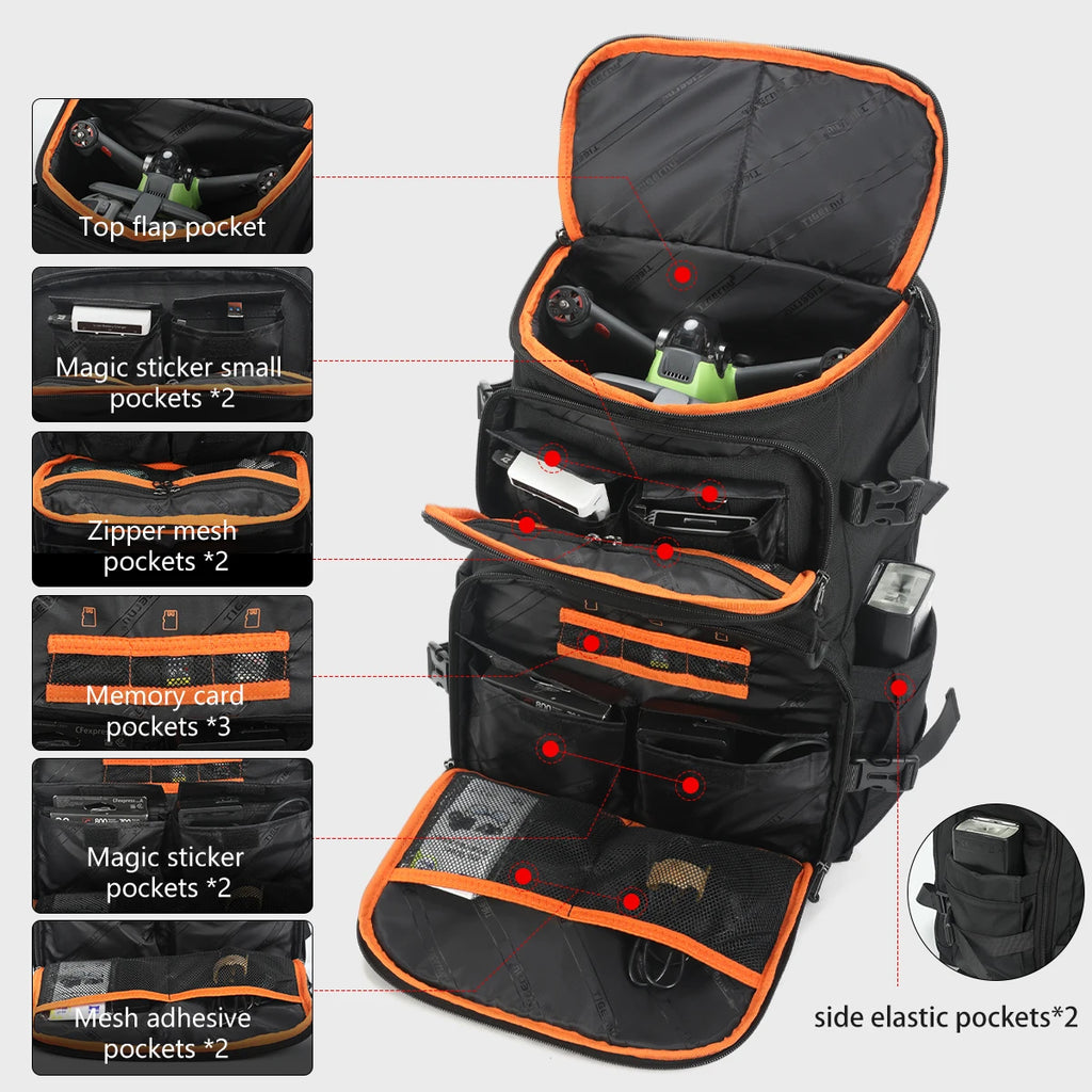 Tigernu Backpacks Men Camera Backpack 14 15.6inch Laptop Backpacks Drone Package Waterproof Cover Travel Backpack Bags Knapsack