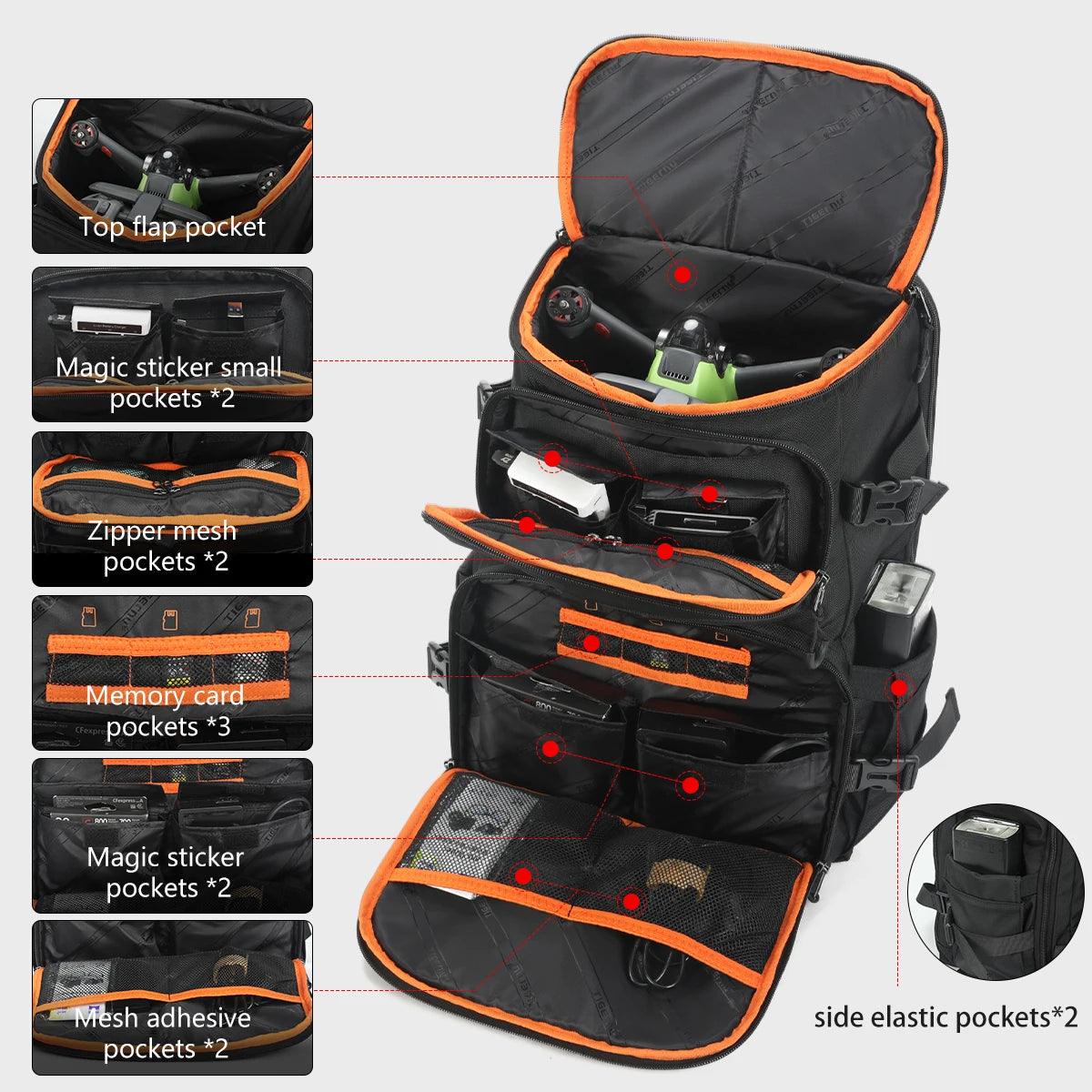 Tigernu Backpacks Men Camera Backpack 14 15.6inch Laptop Backpacks Drone Package Waterproof Cover Travel Backpack Bags Knapsack