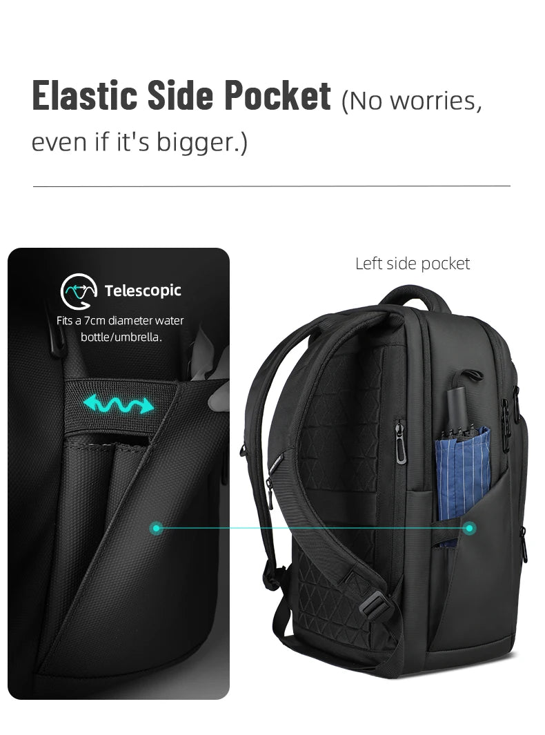 HK Multifunctional Business Backpack Men Large Capacity Travel Backpack Waterproof 17.3" Laptop Bag With USB Office Work Daypack