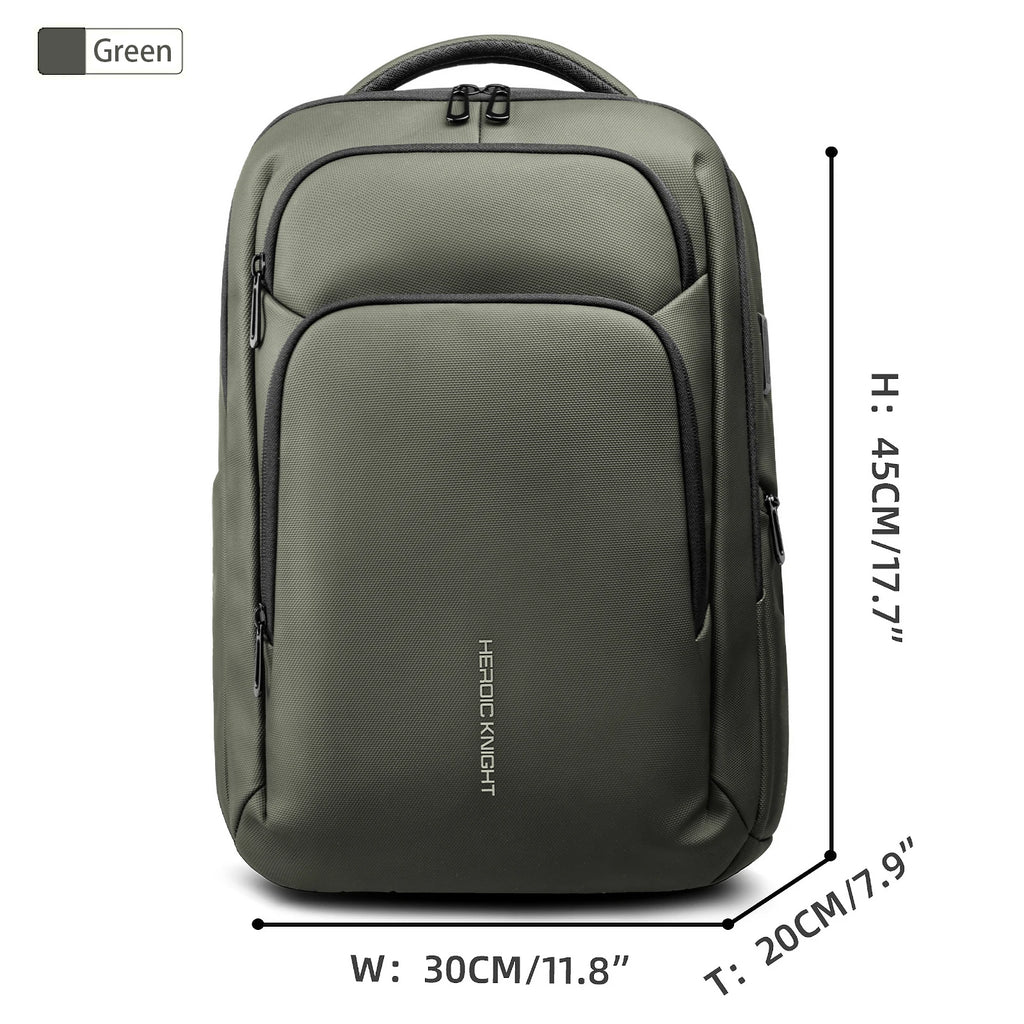 HK Casual Business Backpack for Men Travel Daypack Waterproof 17.3 Inch Laptop Bag for Work Office College Bag with USB Charging