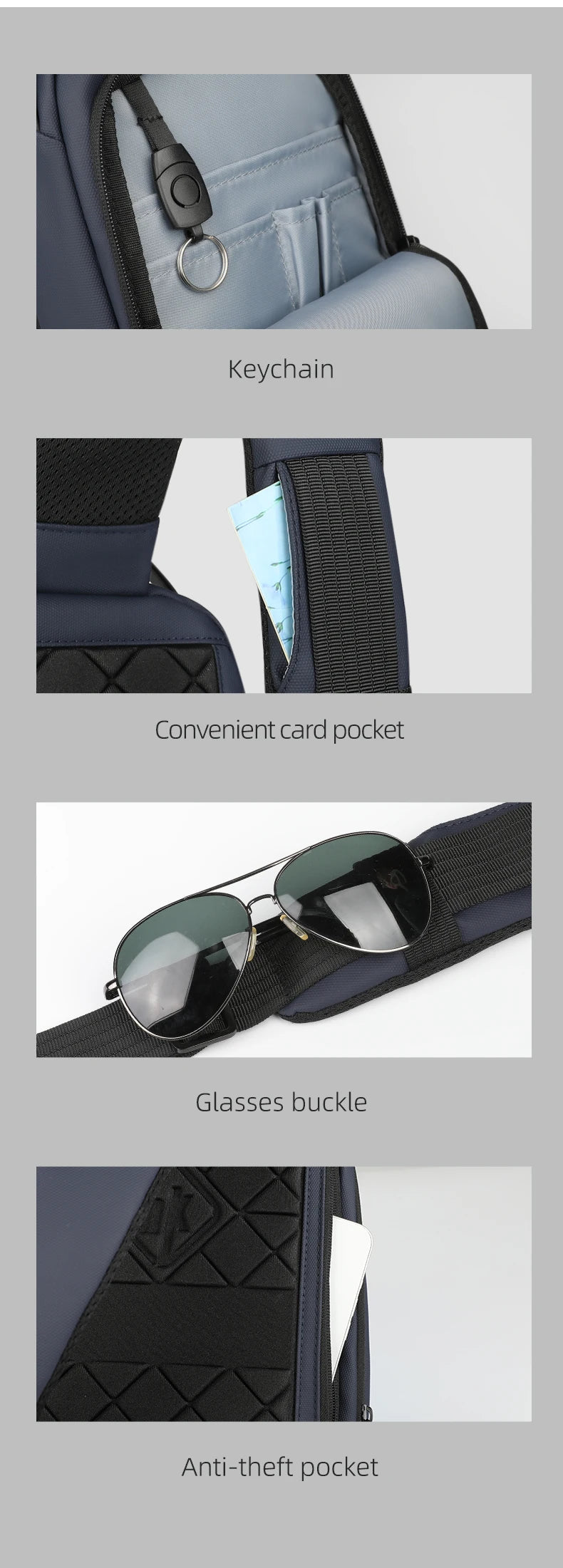 HK Minimalist Crossbody Bag Waterproof Men's Shoulder Bag Oxford Casual School Bag with USB Port Commute Business Chest Bag Male